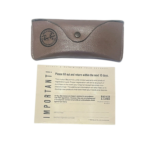 Vintage Bausch & Lomb Ray-Ban Aviator Arista Gold Green Lens 1992 Case Paperwork - Picture 9 of 11